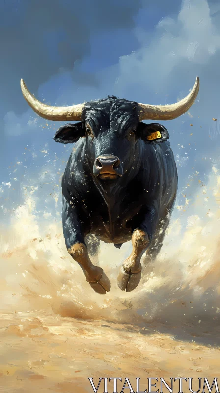 Charging Bull Portrait AI Image