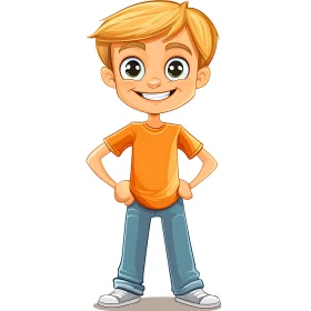 Smiling Boy Cartoon Character