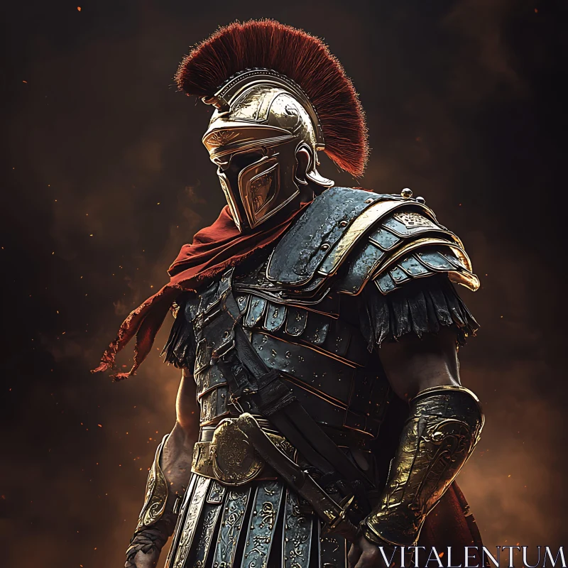 Ancient Warrior with Plumed Helmet AI Image