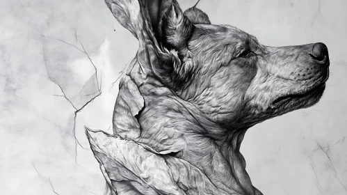 Intricate Monochrome Dog Drawing