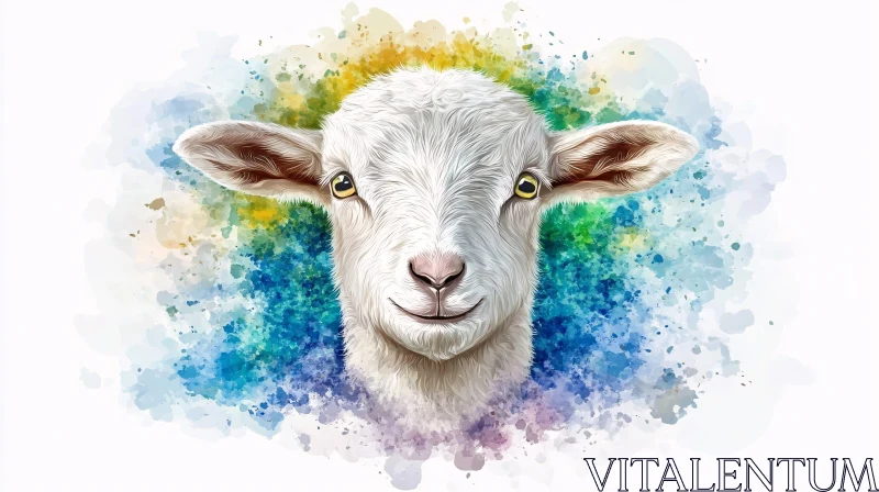 Abstract Sheep Watercolor Art AI Image