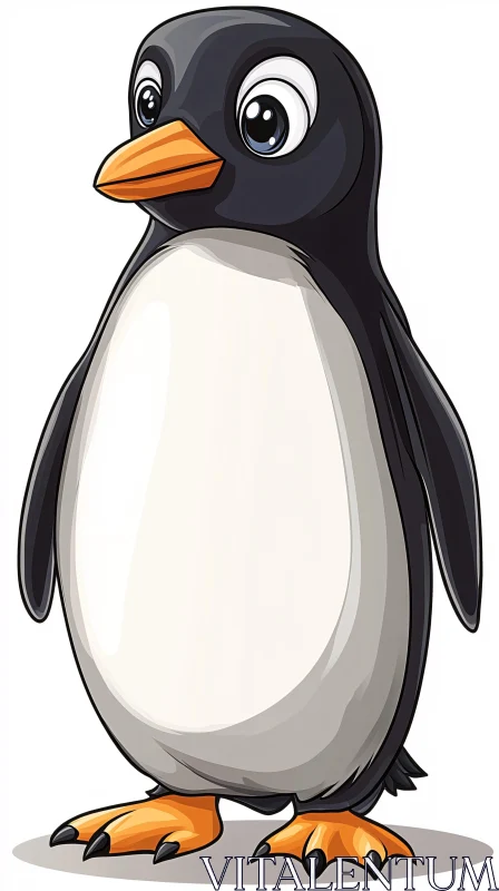 Cute Penguin Cartoon Art AI Image