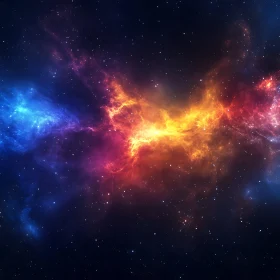 Colorful Nebula with Starry Background