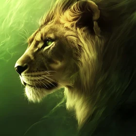 Lion in Green Light