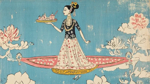 Floating Lady Serving Sweets