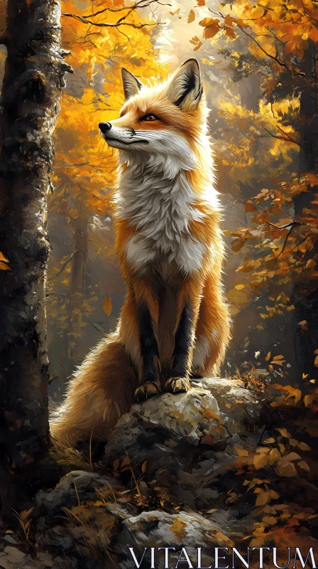 Enchanting Fox Amidst Autumn Leaves AI Image