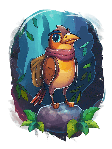 Cartoon Bird in Forest Adventure Illustration POD Design