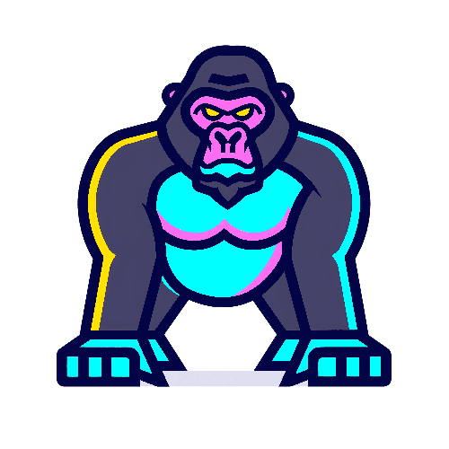 Cartoon Gorilla T-Shirt Design with Neon Colors