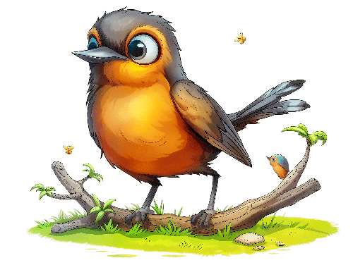 POD Design Cute Cartoon Robin Bird Illustration on a Transparent Background