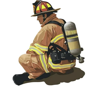 Brave Firefighter Ready for Action