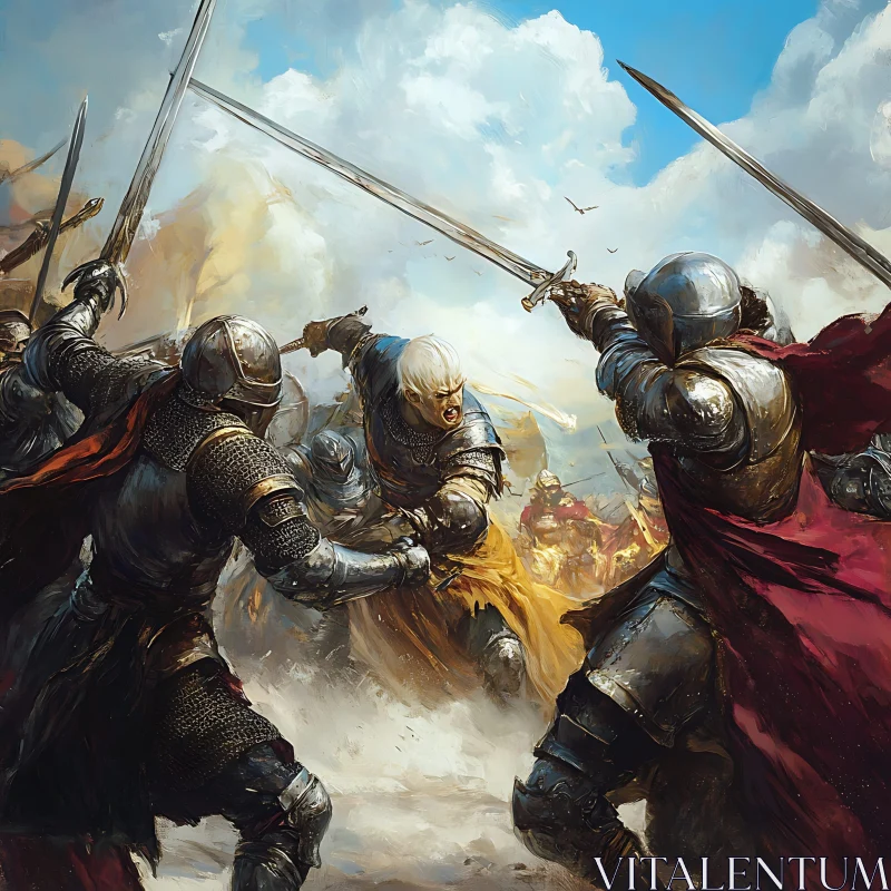 AI ART Medieval Warriors Sword Fight Artwork