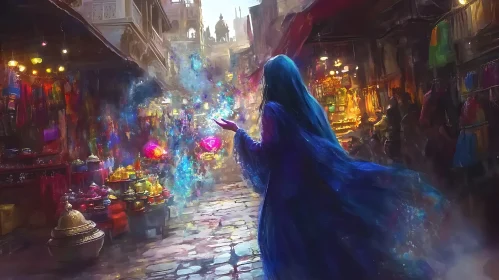 Woman with Magic in City Market