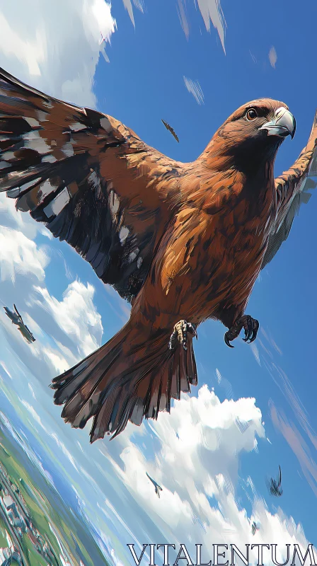 AI ART Eagle Soaring through Bright Skies