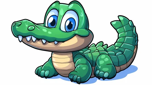 Smiling Cartoon Crocodile Art