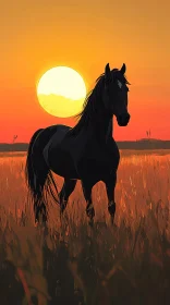 Horse Against Sunset