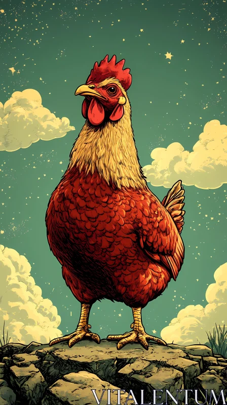 AI ART Cosmic Chicken Illustration