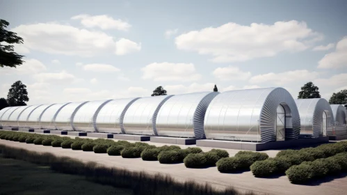 Eco-Architecture Beauty: Slanted Silver Barrels and Arched Doorways