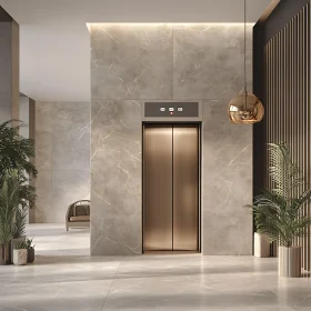 Sophisticated Lobby Interior with Sleek Elevator