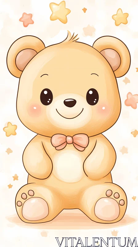 Adorable Bear with Starry Background AI Image