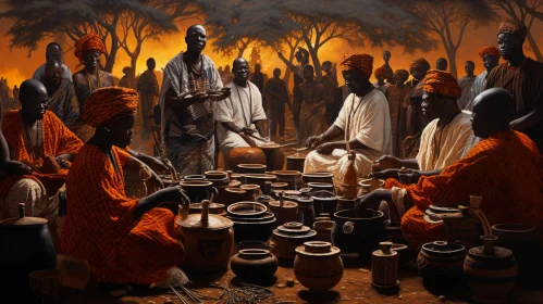 Enthralling African-Influenced Art: Men, Drums, and Pottery