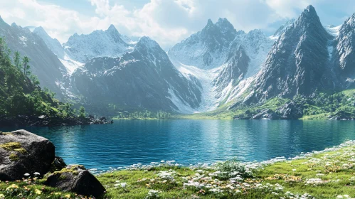 Alpine Beauty: Majestic Lakes and Snowy Peaks