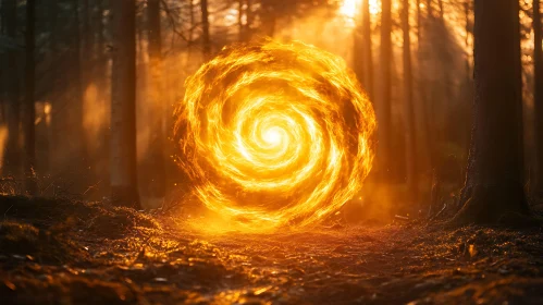 Fiery Orb in Dark Forest