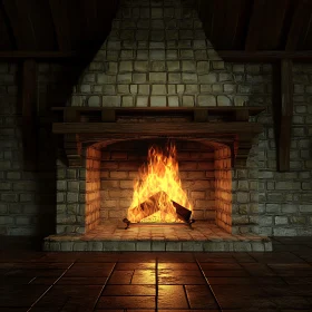 Inviting Bricked Fireplace with Flames