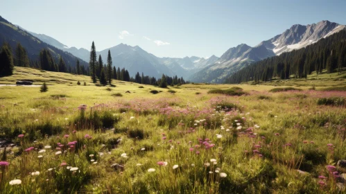 Wildflower Meadow and Mountain Landscape - Sublime Wilderness Imagery