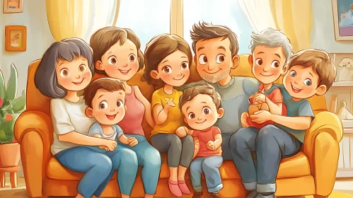 Joyful Family Cartoon Illustration