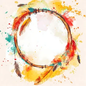 Feathered Circle Watercolor Art