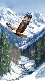 Majestic Eagle in Winter Landscape