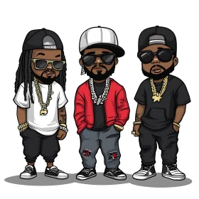 Hip-Hop Cartoon Character Trio