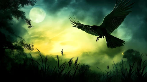 Nocturnal Raven Silhouette