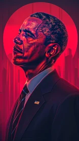 Barack Obama Red Portrait