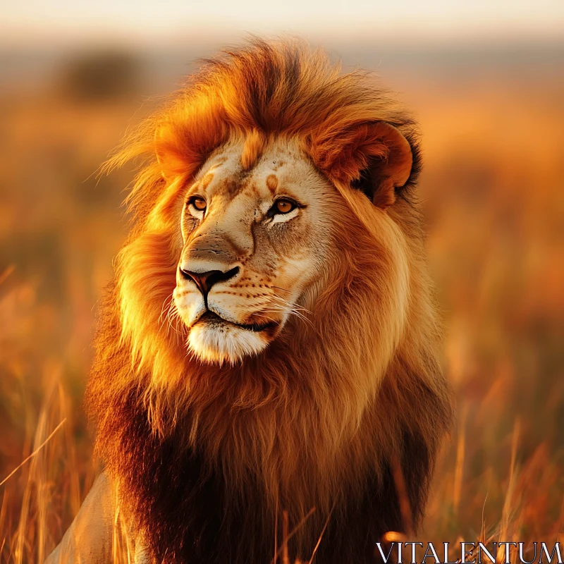 AI ART Lion in Golden Light