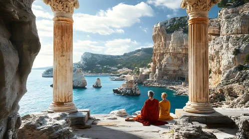 Coastal Contemplation at the Ruined Temple