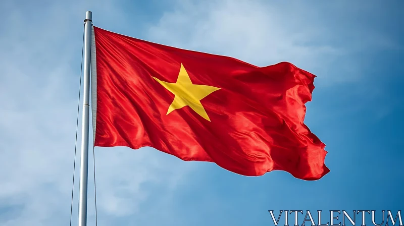 National Flag of Vietnam in Wind AI Image