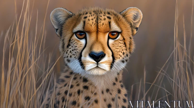 Cheetah in Tall Grasses AI Image