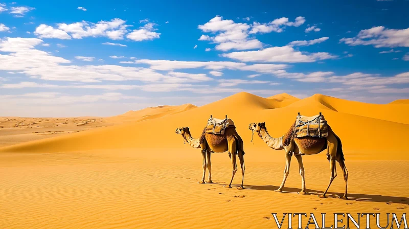 Desert Journey with Camels AI Image