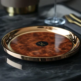 Luxurious Golden Plate on Marble Surface