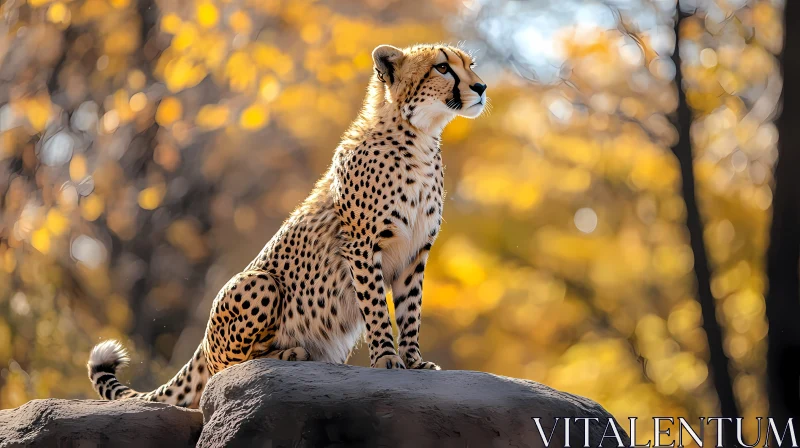 Cheetah Among Autumn Leaves AI Image