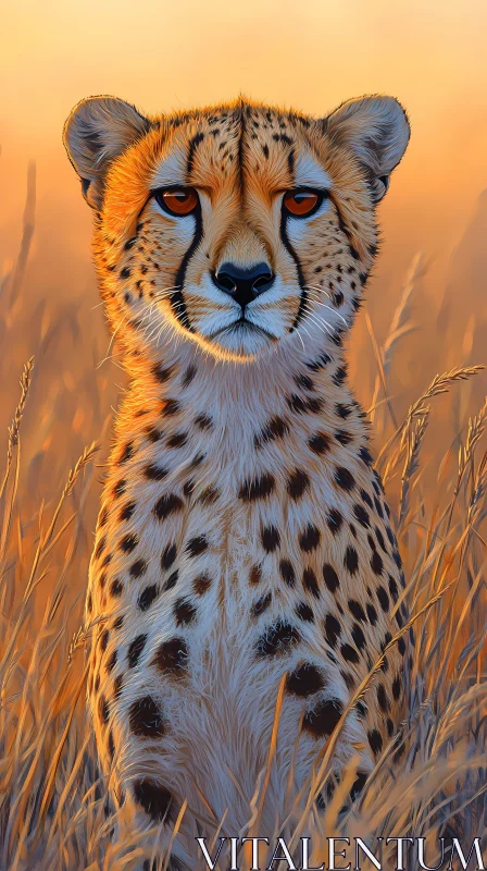 Cheetah Amidst Golden Grasses AI Image