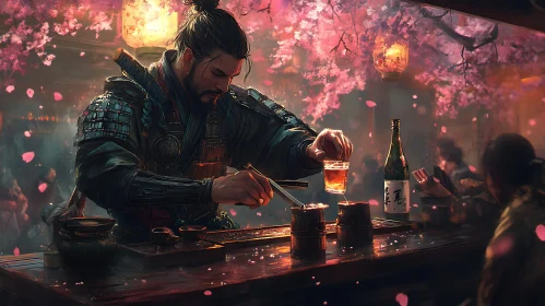 Japanese Warrior Serving Sake