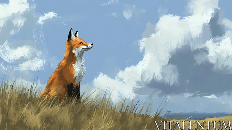 Fox and Sky Painting AI Image