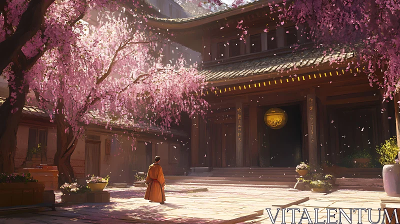 Zen Garden Temple Scene AI Image