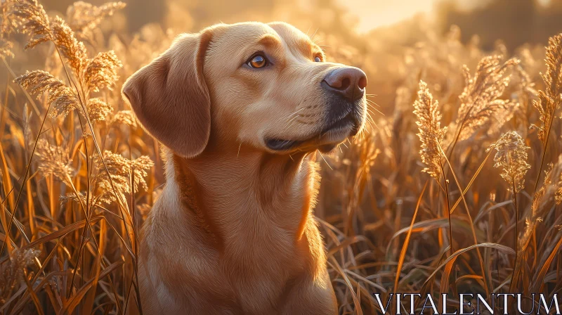 Dog in Golden Field AI Image