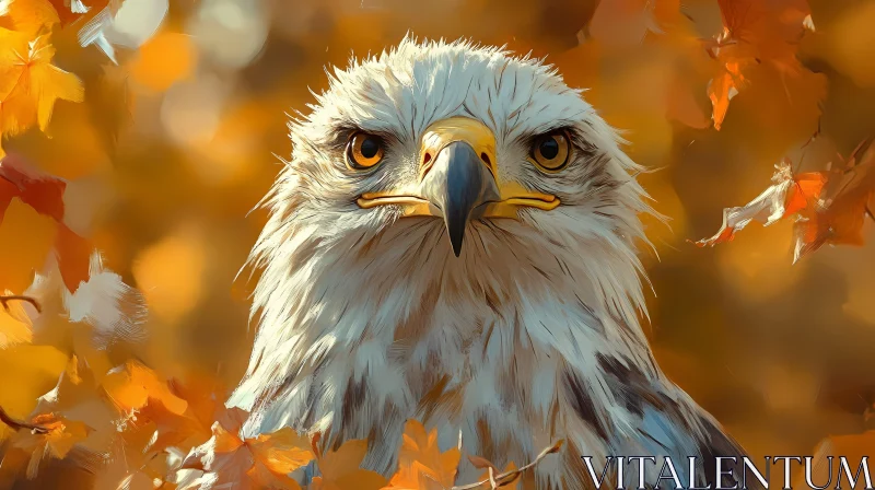 Eagle in Autumn Foliage AI Image