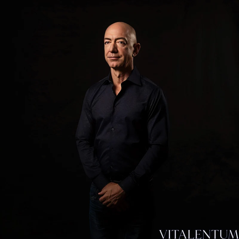 Elegant Portrait of Jeff Bezos in Minimalist Setting AI Image