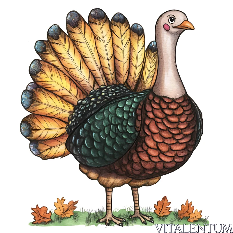 Whimsical Turkey Artwork for Autumn AI Image