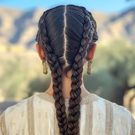 Woman with Braids and Golden Earrings